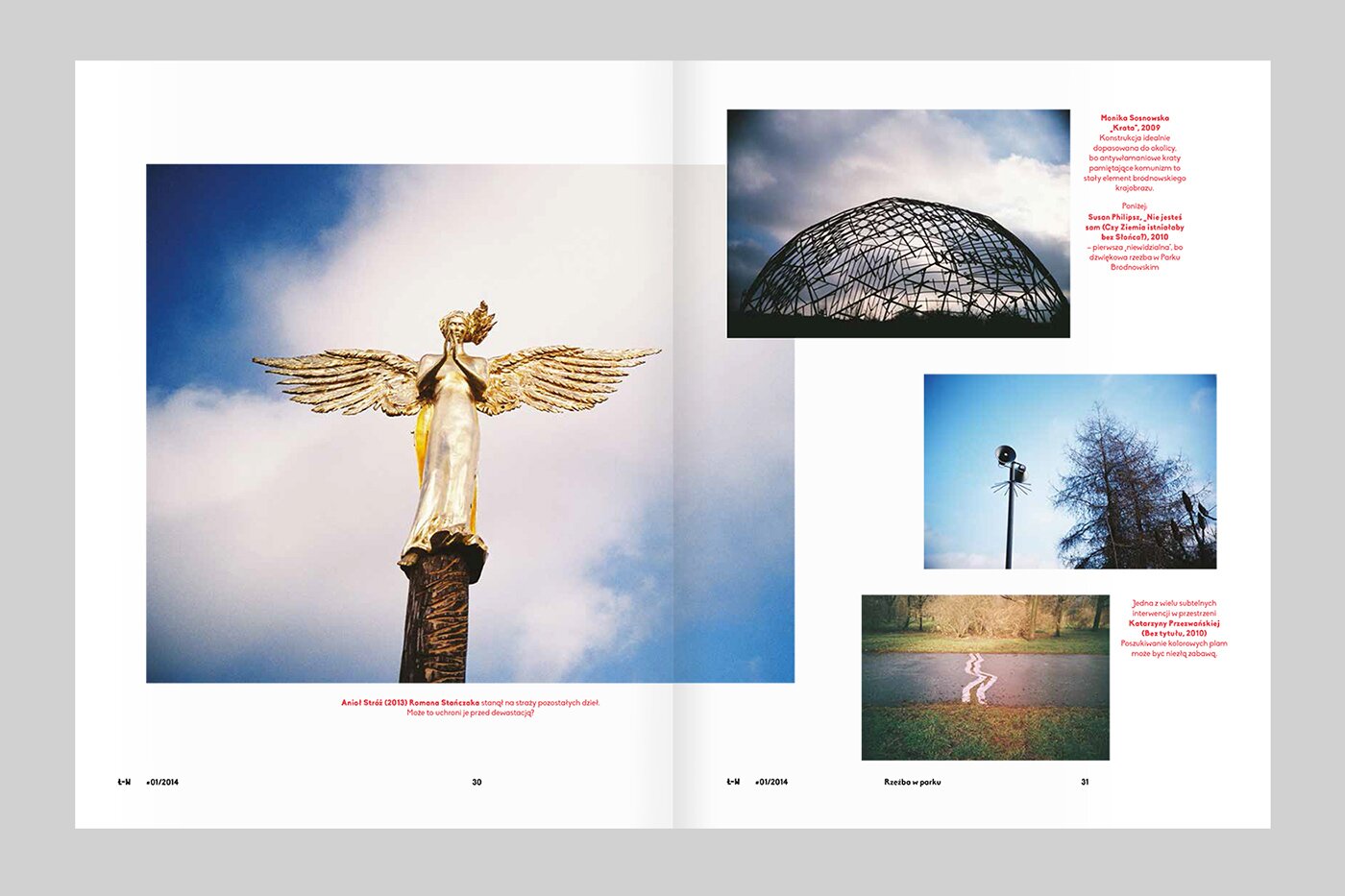 A magazine spread with photographies of Bródno park