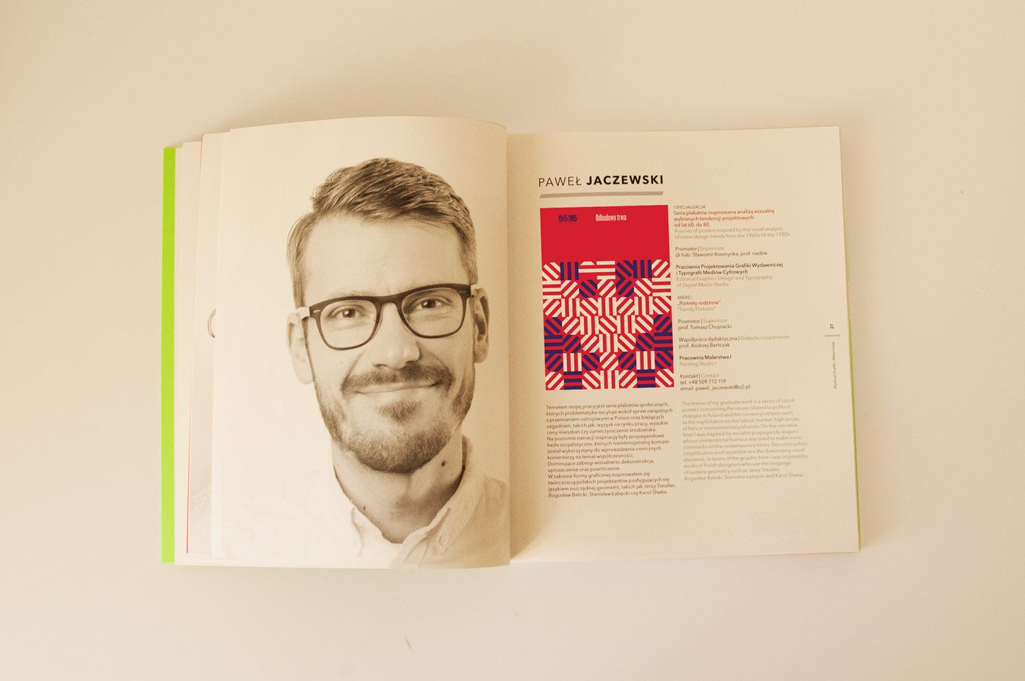 A spread from Prime Time competition catalogue with a picture of me and one of my posters