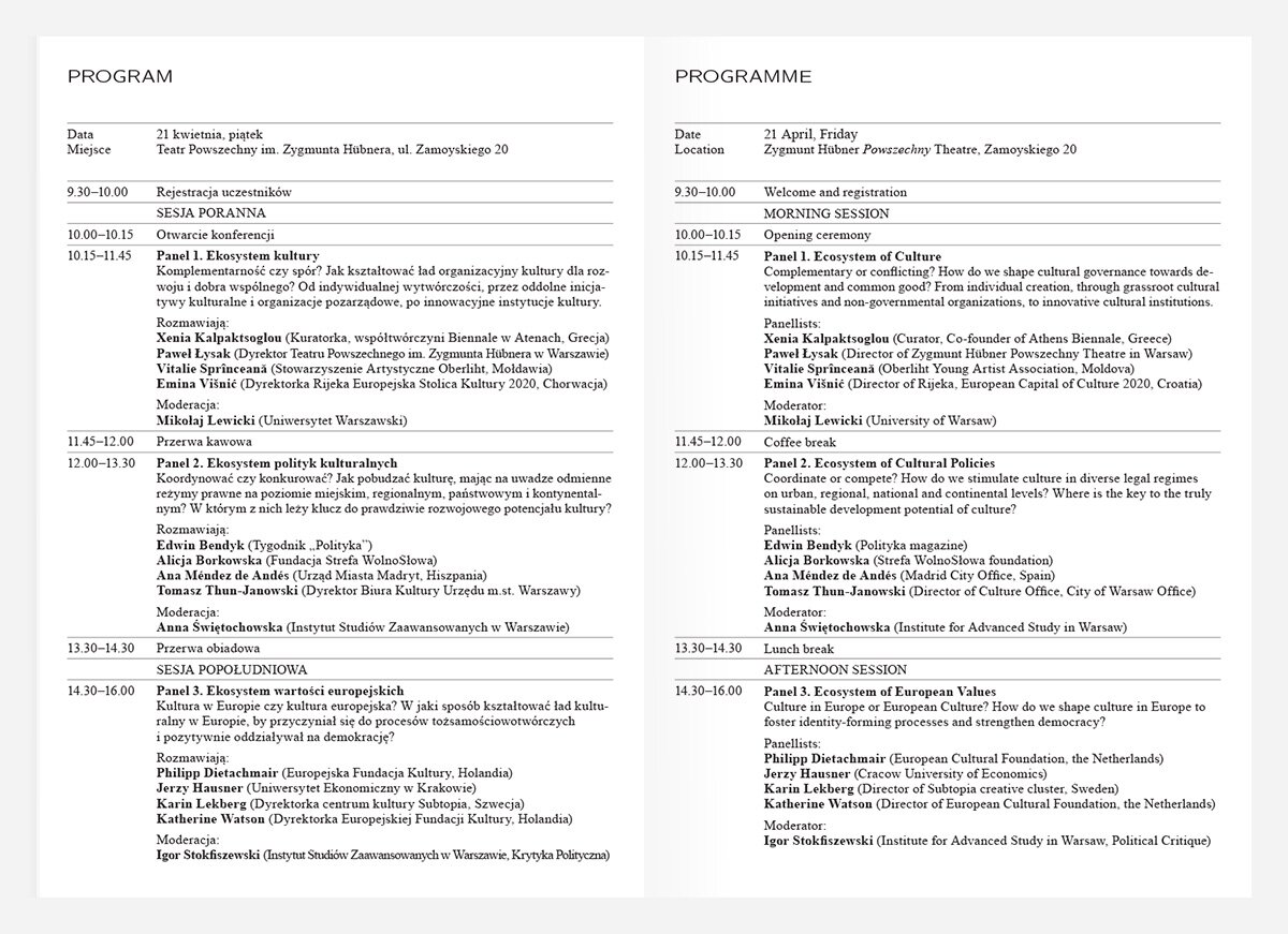 Spread from the leaflet with the conferences' programme