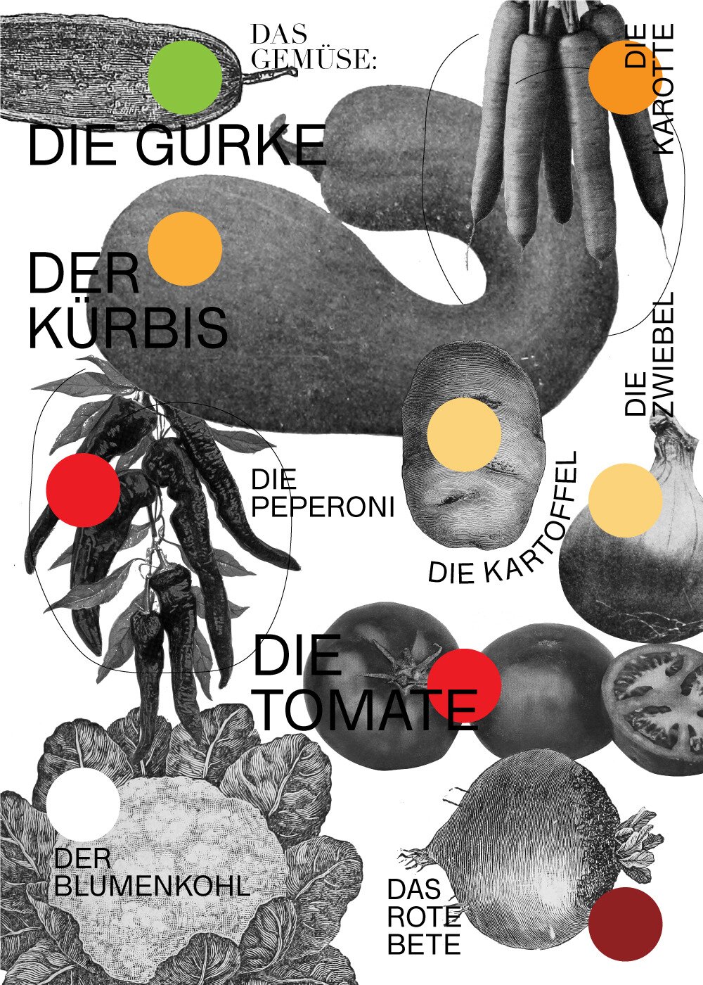 A poster with illustrations of vegetables