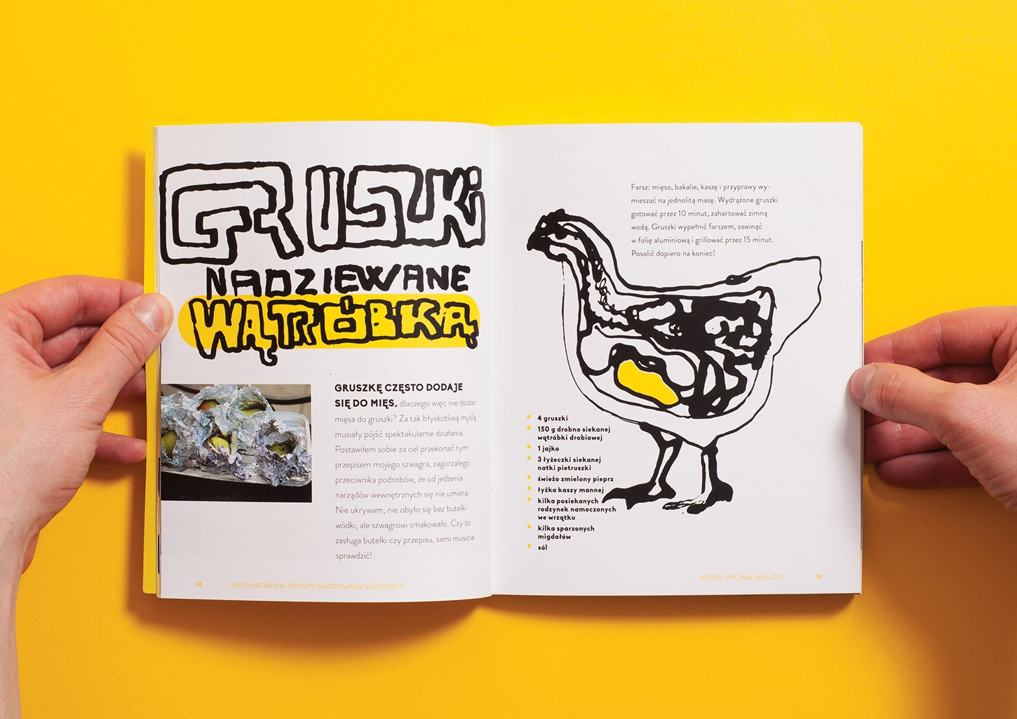 A spread from the UCZTA cookbook with a recipe and illustration of chicken