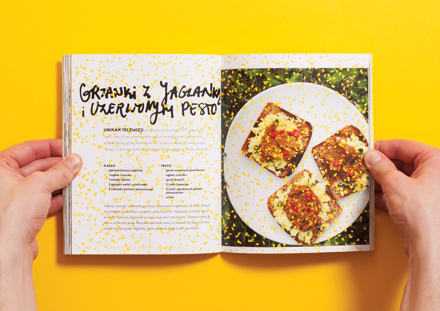 A spread from the UCZTA cookbook with a picture of sandwiches
