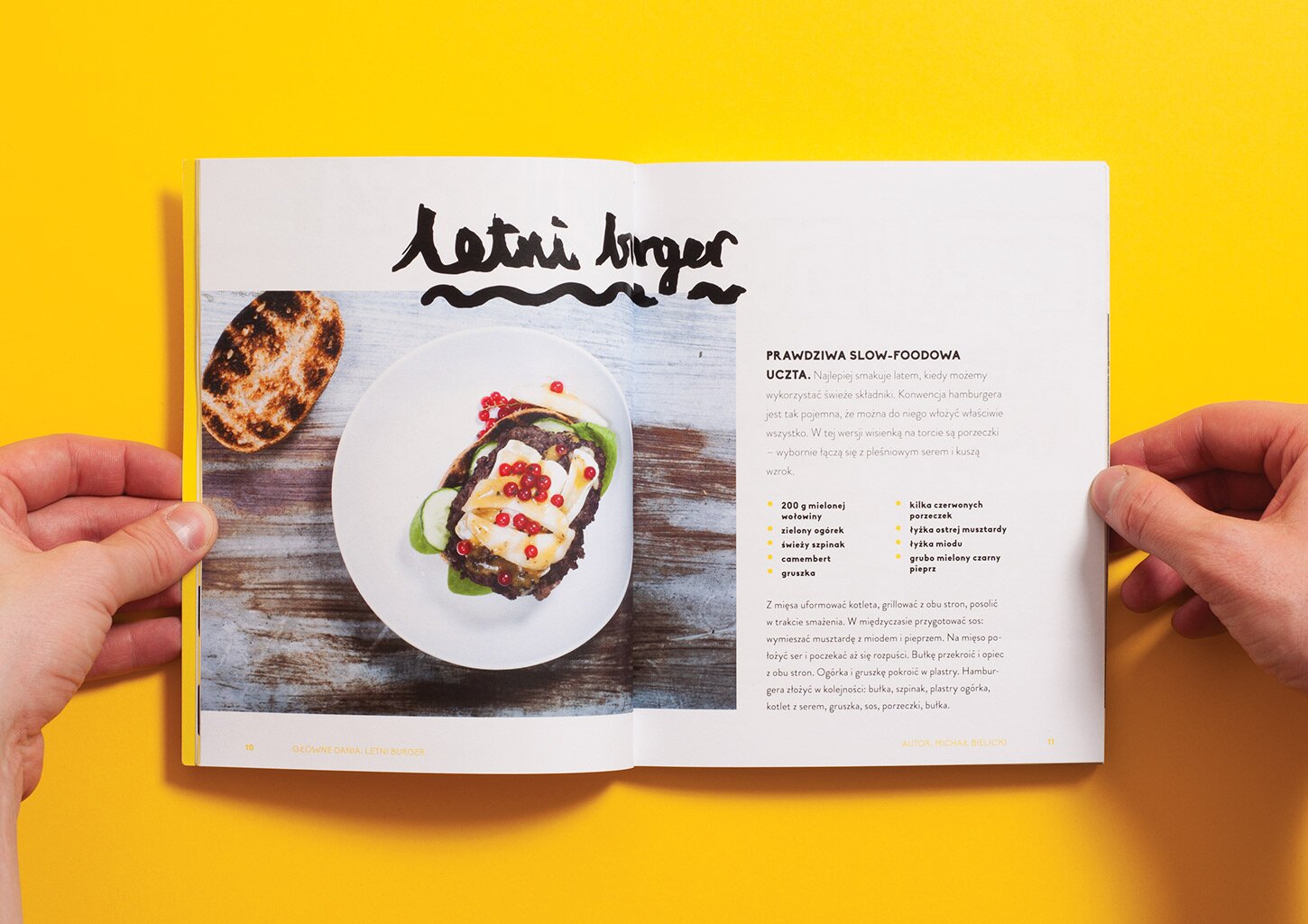 A spread from the UCZTA cookbook with a picture of burger