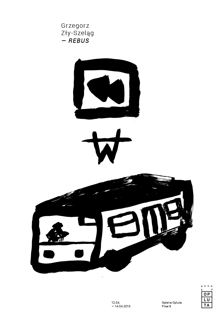 A rebus black-and-white illustration.